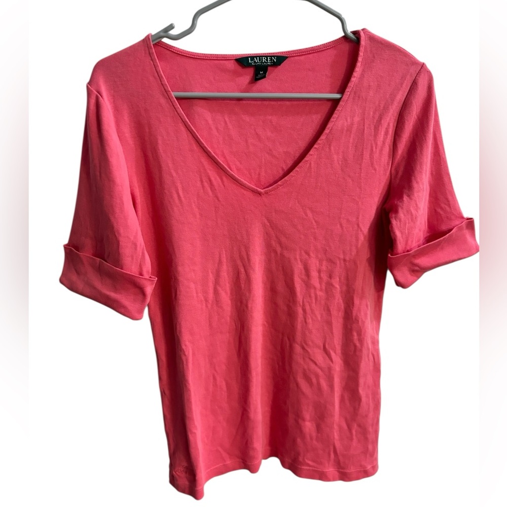 Ralph Lauren Pink V-Neck Short Sleeve Top